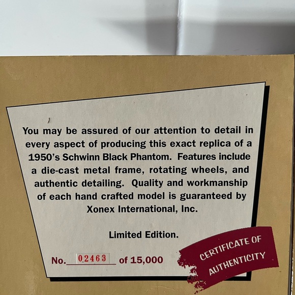 Schwinn Black Phantom Miniature Bicycle - Picture 6 of 6